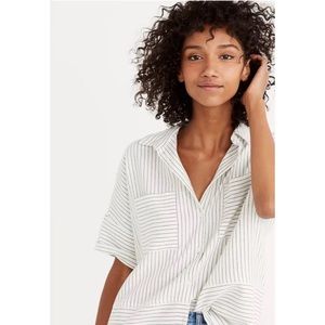 MADEWELL Flannel Courier Shirt in B&W Stripe